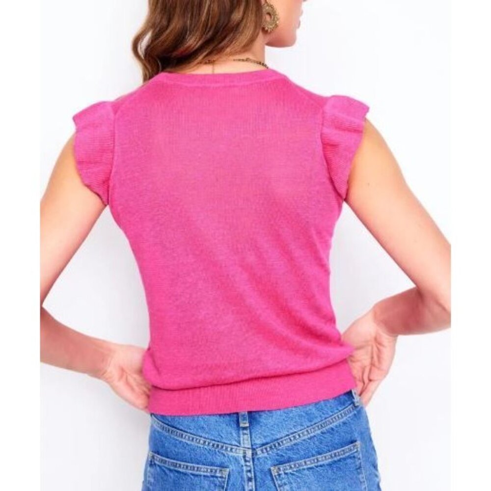 Boden Ruffle Sleeve Knit Top - Picture 2 of 8